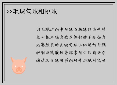羽毛球勾球和挑球